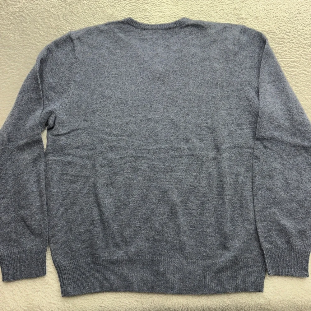 Polo Ralph Lauren Mens Blue Gray 100% Lambswool V-Neck Sweater‎ Size Large 8491
